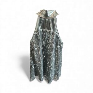 A Wish Come True Childs Size Small SC Silver Sequined Halter Dance Outfit Used